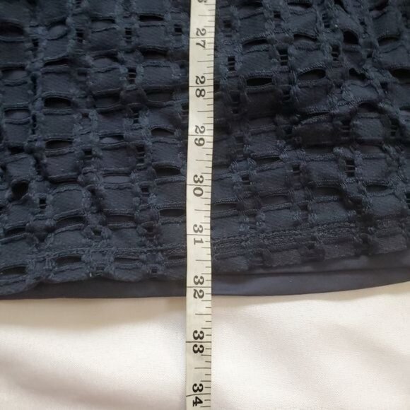 VERA MODA‎ Womens Dress SZ L Broderie Eyelet Drop Waist Navy Sheath Sleeveless - Picture 6 of 10